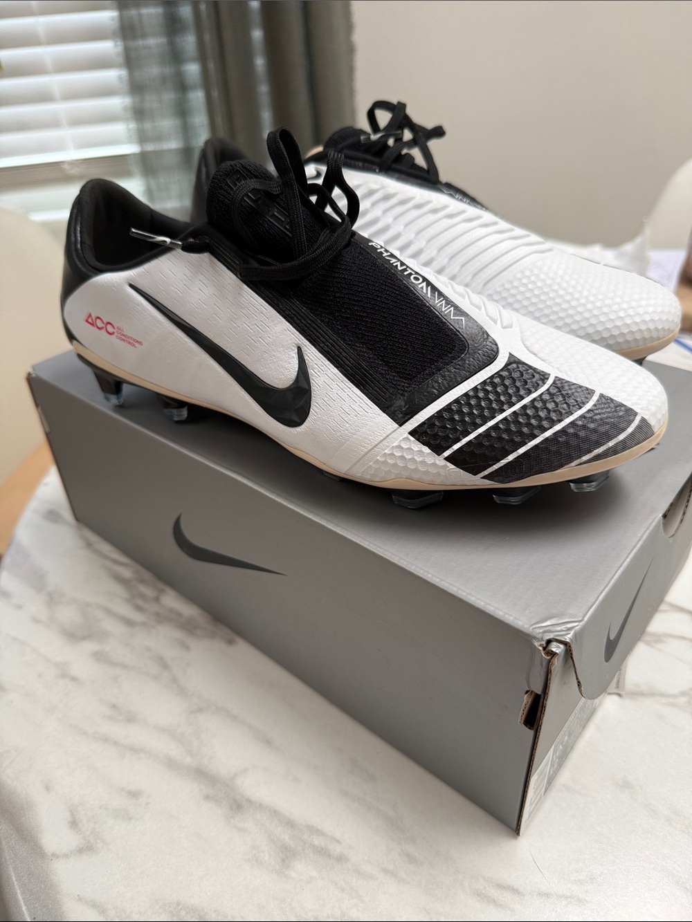 Nike Phantom Venom Elite White and Black Men's Soccer Cleats